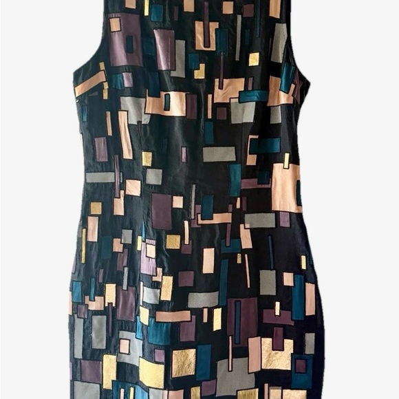 Catherine Malandrino Metallic Patchwork Sheath Dress Black Multi Sz 2 - Picture 4 of 9
